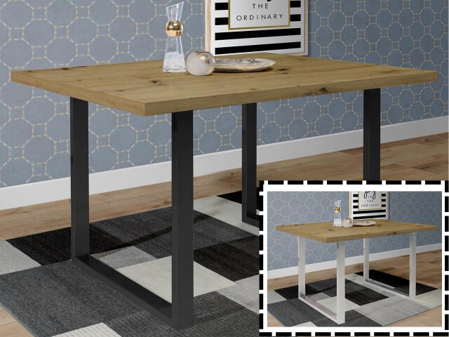 Esstisch >Talbert< in Artisan Eiche aus Metall - 140x74,4x90cm (BxHxT)