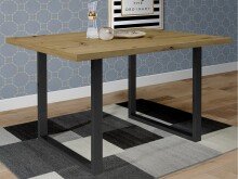 Esstisch >Talbert< in Artisan Eiche Schwarz aus Metall - 140x74,4x90cm (BxHxT)