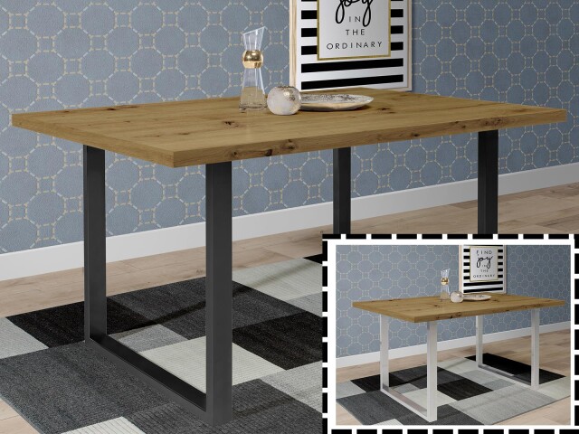 Esstisch >Talbert< in Artisan Eiche aus Metall - 160x74,4x90cm (BxHxT)