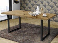 Esstisch >Talbert< in Artisan Eiche Schwarz aus Metall - 180x74,4x90cm (BxHxT)