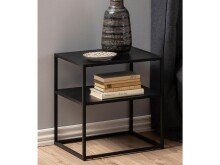 Nachttisch >New Haven< in Schwarz aus Stahl -...