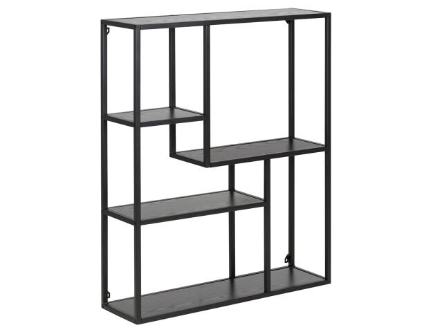 Hängeregal >Carney< in Schwarz/matt aus Metall - 75x91x20cm (BxHxT)