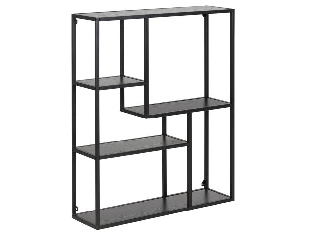 Hängeregal >Carney< in Schwarz/matt aus Metall - 75x91x20cm (BxHxT)