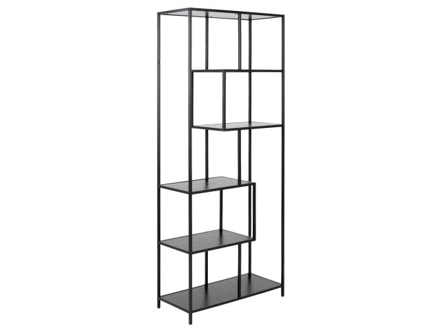 Regal >Carney< in Schwarz/matt aus Metall - 77x185x35cm (BxHxT)