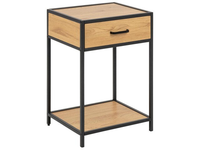 Nachttisch >Carney< in Wildeiche aus Metall - 42x63x35cm (BxHxT)