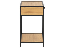 Nachttisch >Carney< in Wildeiche aus Metall - 42x63x35cm (BxHxT)