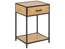 Nachttisch >Carney< in Wildeiche aus Metall -...