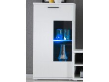 Wohnwand >Kenton< in Weiß aus Glas - 230x185x38cm (BxHxT)