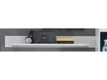 Wohnwand >Kenton< in Weiß aus Glas - 230x185x38cm (BxHxT)