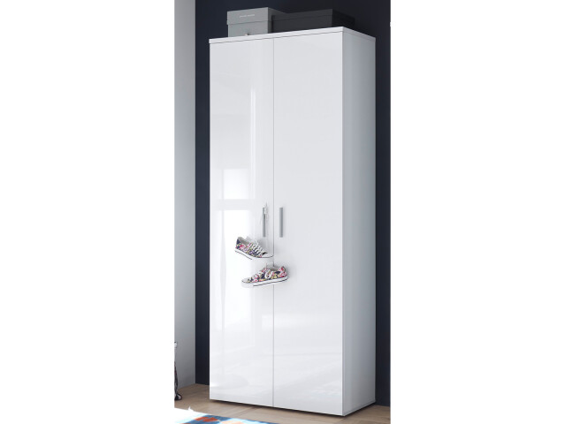 Schuhschrank >Leupold< in Weiß - 80x190x35cm (BxHxT)