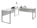 Schreibtisch >Olivia< in lichtgrau aus Metall - 223x77x73cm (BxHxT)