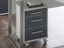 Rollcontainer >Olivia< in lichtgrau aus Glas -...
