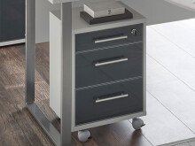 Rollcontainer >Olivia< in lichtgrau aus Glas -...