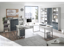 Aktenschrank >Olivia< in lichtgrau aus Glas - 79x220x35cm (BxHxT)