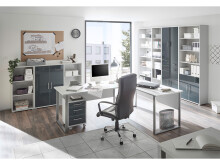 Aktenschrank >Olivia< in lichtgrau aus Glas - 79x220x35cm (BxHxT)