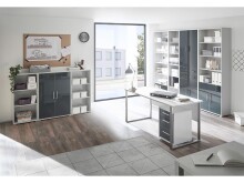 Aktenschrank >Olivia< in lichtgrau aus Glas - 79x220x35cm (BxHxT)