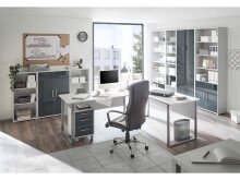 Aktenschrank >Olivia< in lichtgrau aus Glas - 79x220x35cm (BxHxT)