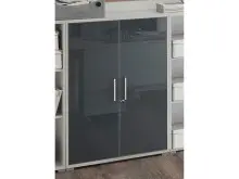 Aktenschrank >Olivia< in lichtgrau aus Glas -...