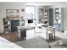 Aktenschrank >Olivia< in lichtgrau aus Glas - 78x114x35cm (BxHxT)