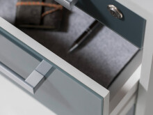 Büro-Set >Olivia< (9-teilig) in Graphit aus Glas - 220cm (H)