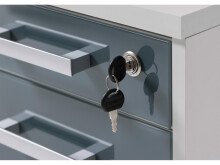 Büro-Set >Olivia< (9-teilig) in Graphit aus Glas - 220cm (H)