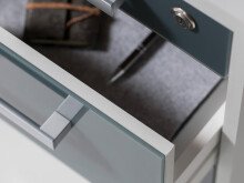 Büro-Set >Olivia< (9-teilig) in Graphit aus Glas - 220cm (H)