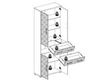 Büro-Set >Olivia< (9-teilig) in Graphit aus Glas - 220cm (H)