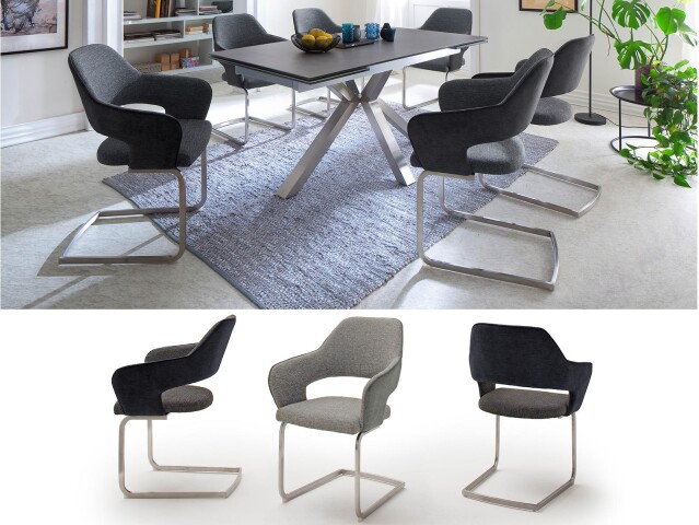 Esszimmerstuhl >Northampton I< (2-er Set) in Edelstahl/gebürstet aus Polyester