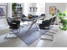 Esszimmerstuhl >Northampton I< (2-er Set) in Edelstahl/gebürstet aus Polyester