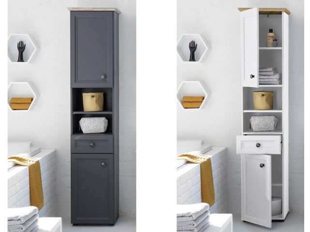 Hochschrank >Tomlin< in Weiß - 41x191x32cm (BxHxT)