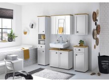 Waschbeckenunterschrank >Tomlin< in Weiß - 84x67x32cm (BxHxT)