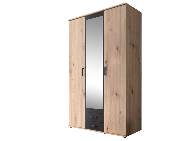 Kleiderschrank >Cilli< in Anthrazit - 119,6x196,3x53,5cm (BxHxT)