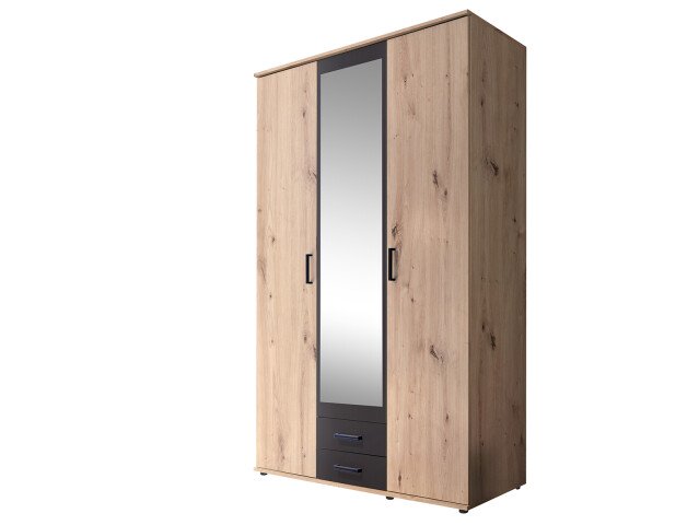 Kleiderschrank >Cilli< in Anthrazit - 119,6x196,3x53,5cm (BxHxT)