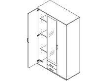 Kleiderschrank >Cilli< in Anthrazit - 119,6x196,3x53,5cm (BxHxT)