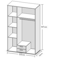 Kleiderschrank >Cilli< in Anthrazit - 119,6x196,3x53,5cm (BxHxT)