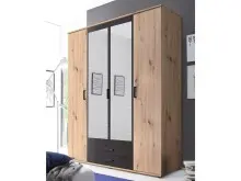 Kleiderschrank >Cilli< in Anthrazit - 159,3x196,3x53,5cm (BxHxT)