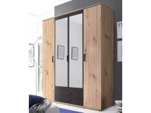 Kleiderschrank >Cilli< in Anthrazit - 159,3x196,3x53,5cm (BxHxT)