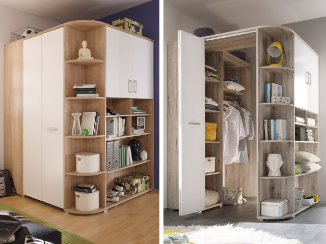 Kleiderschrank >Lasmos< in Weiß - 146x198x133cm (BxHxT)