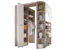 Kleiderschrank >Lasmos< in Weiß - 146x198x133cm (BxHxT)