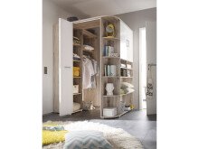 Kleiderschrank >Lasmos< begehbar in Sandeiche/weiß - 146x198x133cm (BxHxT)