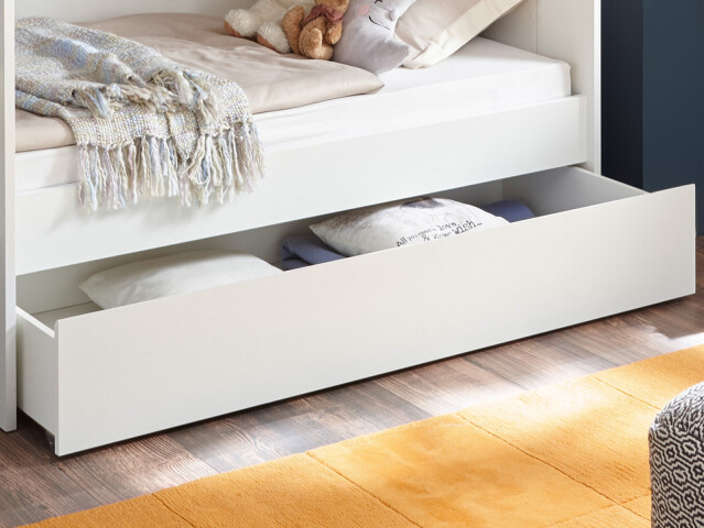 Bettschubkasten >Gregor< in Weiß - 160,4x26,3x66,6cm (BxHxT)