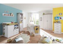 Kleiderschrank >Lebbie< in Pinie-Weiß;Trüffel - 106x201x55cm (BxHxT)