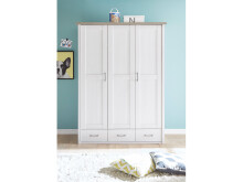 Kleiderschrank >Lebbie< in Pinie-Weiß;Trüffel - 148x201x62cm (BxHxT)