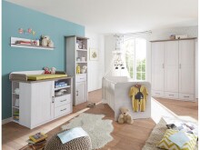 Kleiderschrank >Lebbie< in Pinie-Weiß;Trüffel - 148x201x62cm (BxHxT)