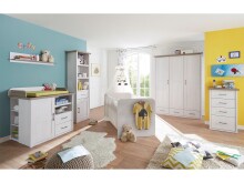 Kleiderschrank >Lebbie< in Pinie-Weiß;Trüffel - 148x201x62cm (BxHxT)