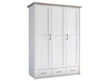 Kleiderschrank >Lebbie< in Pinie-Weiß;Trüffel - 148x201x62cm (BxHxT)