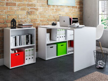 Büro-Set >Trio< in Weiß - 121x76x33cm...