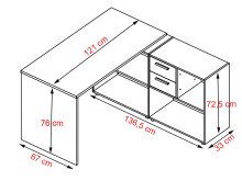 Büro-Set >Trio< in Weiß - 228.1x76x34.5cm (BxHxT)