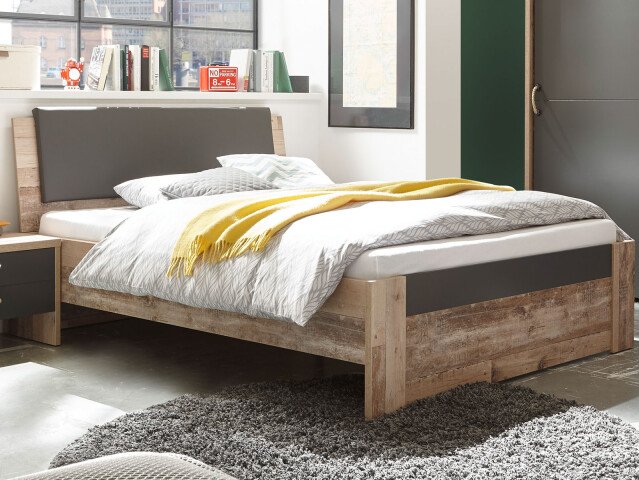 Bettgestell >Maila< in Old Style hell - 146,4x93,2x217,1cm (BxHxT)