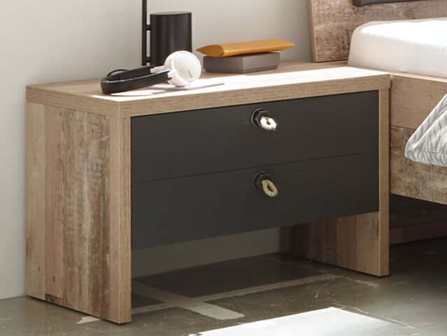 Nachtkommode >Maila< in Old Style hell - 56x42,5x42cm (BxHxT)